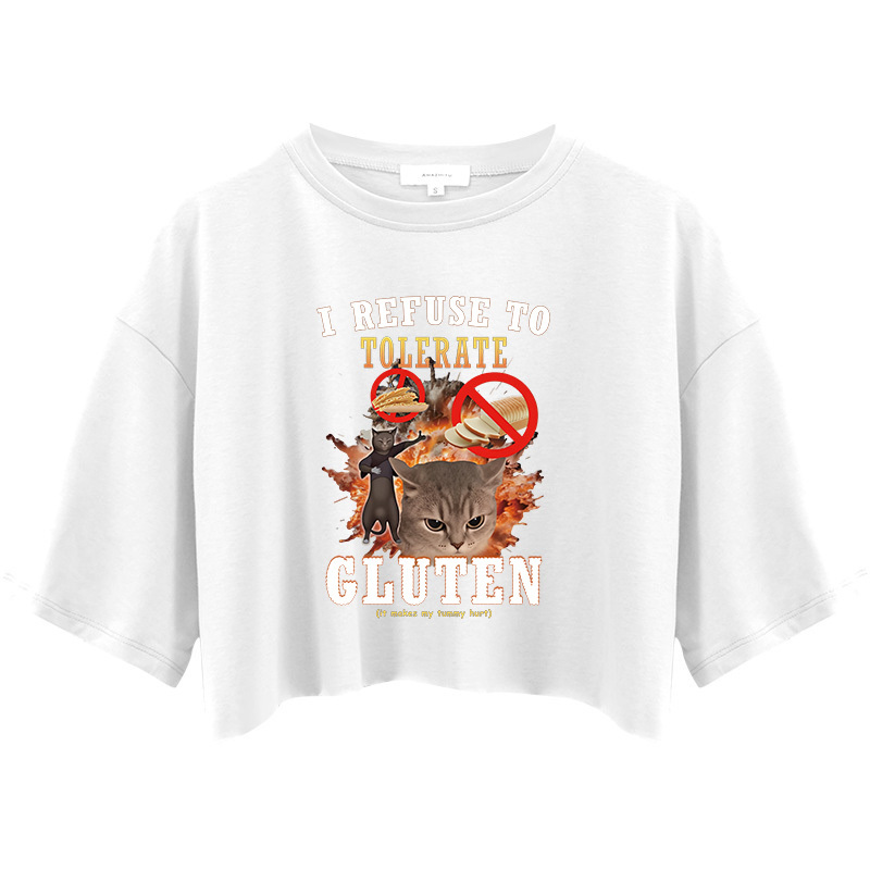 Tokyocanvas I Refuse to Tolerate Gluten Crop Top