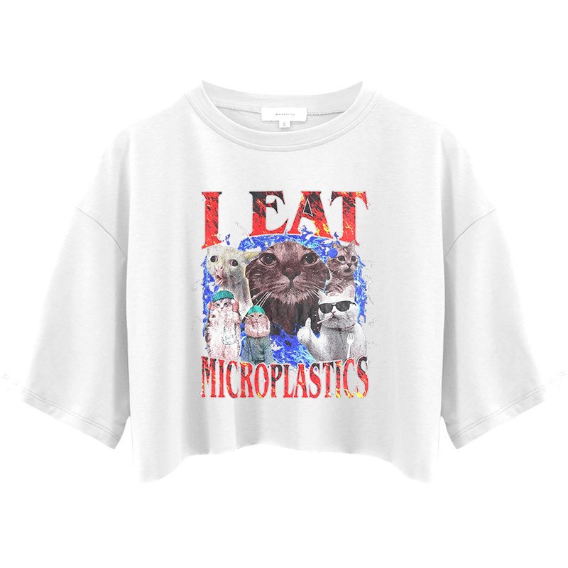 Tokyocanvas I Eat Microplastics Crop Top
