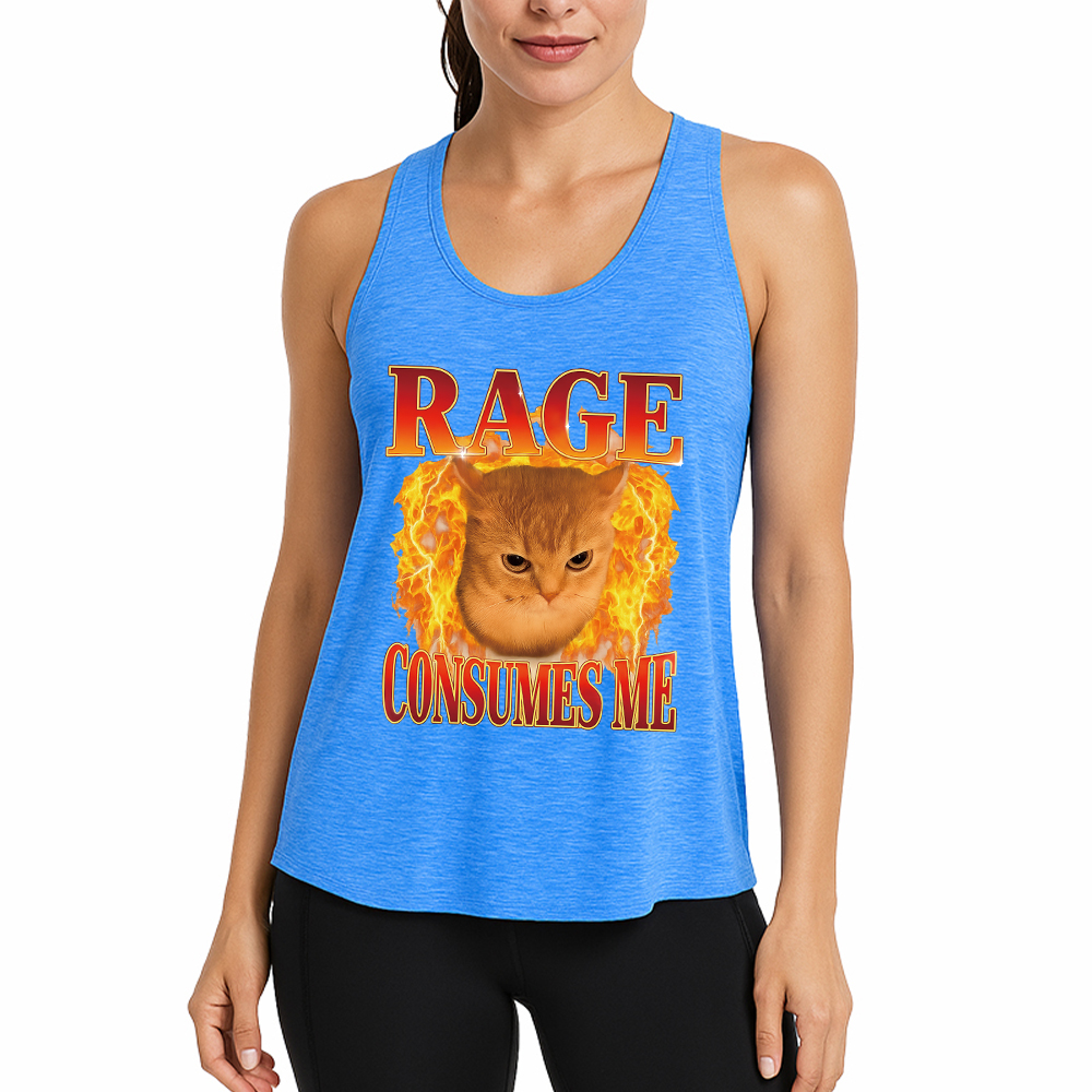 Tokyocanvas Rage Consumes Me Edgy Funny Cat Meme Fitness Tank