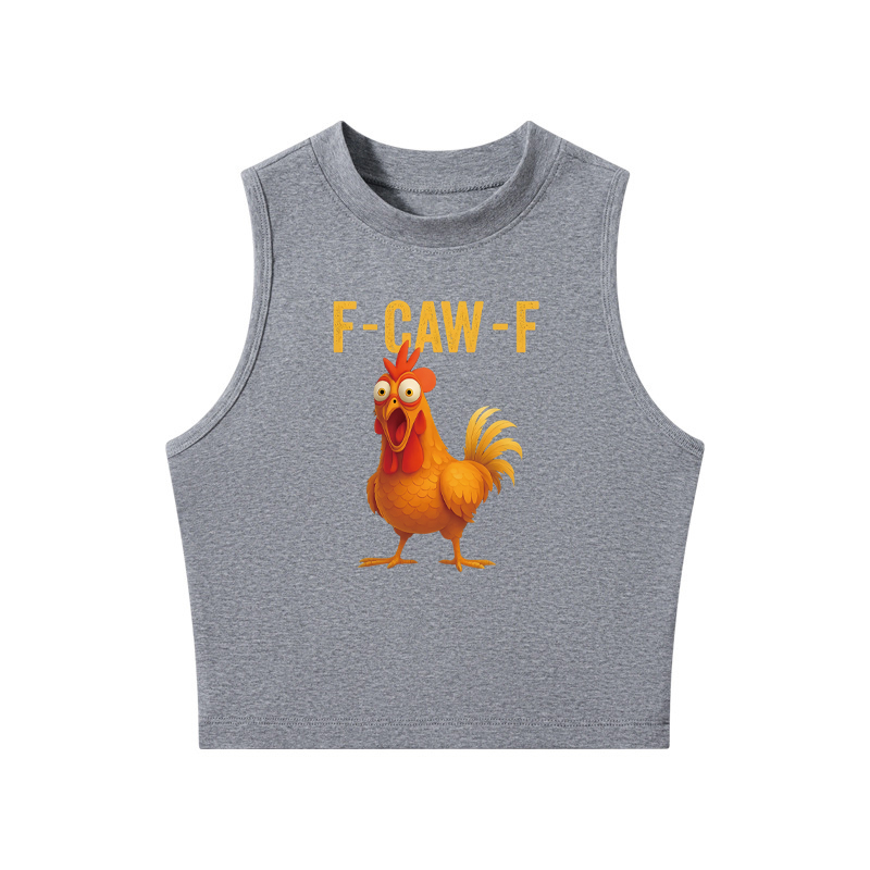 Tokyocanvas Funny Chicken Humor Crew Neck Crop Top