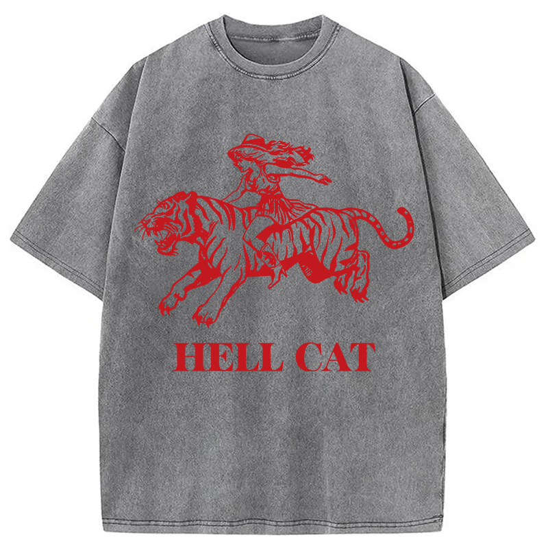 Tokyocanvas Vintage Cowgirl Hell Cat Washed T-Shirt