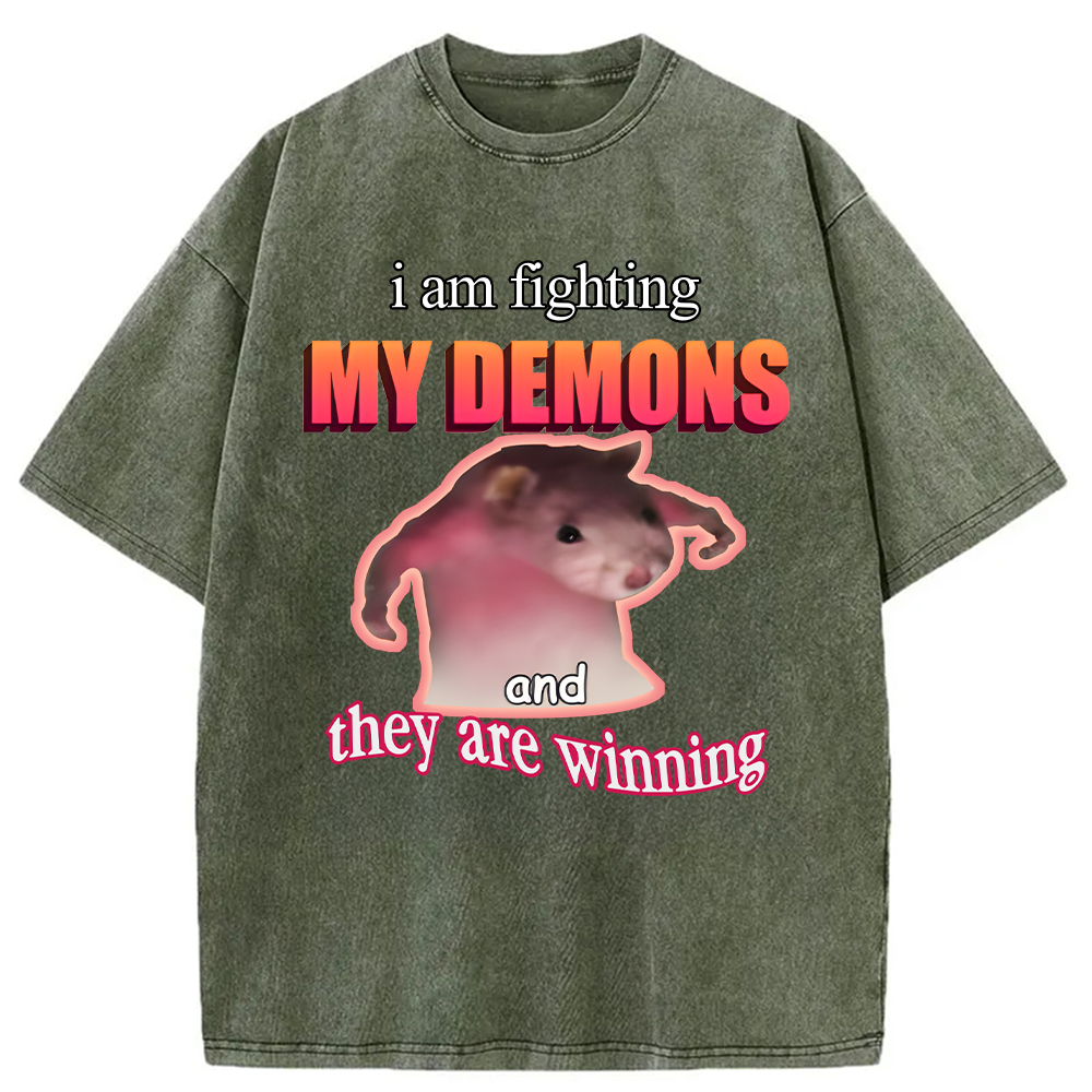Tokyocanvas Rage Rat Meme Washed T-Shirt
