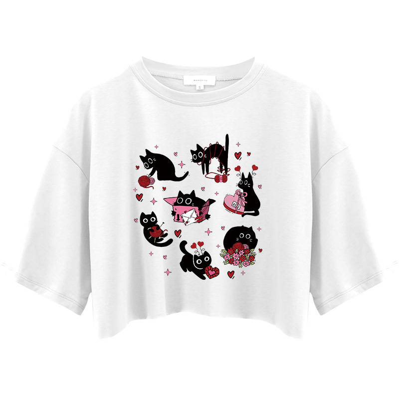 Tokyocanvas Cat Valentine Heart Crop Top