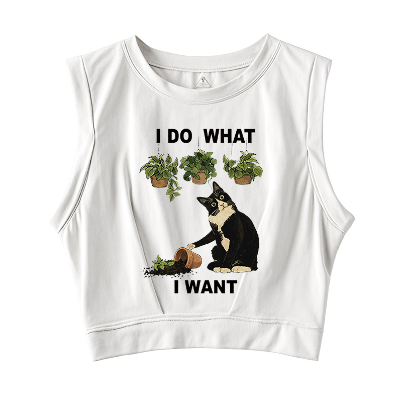 Tokyocanvas I Do What I Want Cat Sleeveless Crop Top