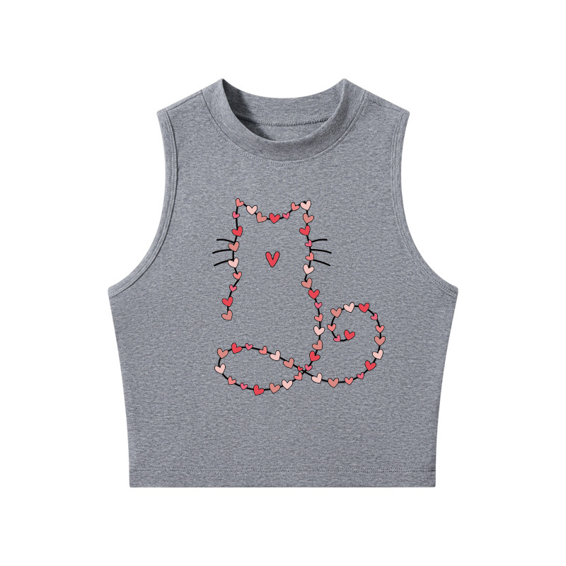 Tokyocanvas Cat Valentine Crew Neck Crop Top