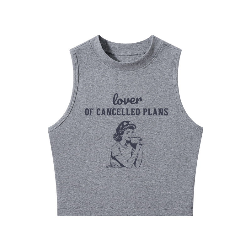 Tokyocanvas Lover of Cancelled Plans Crew Neck Crop Top