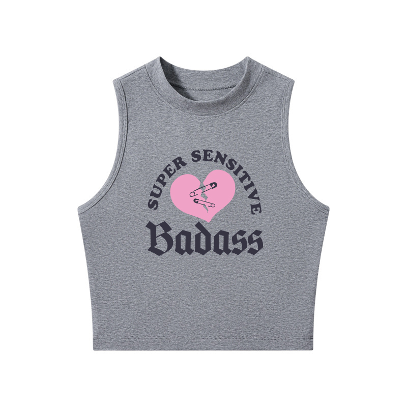 Tokyocanvas Super Sensitive Badass Crew Neck Crop Top