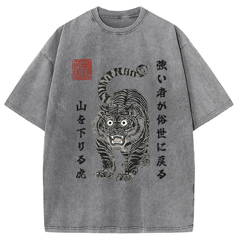 Tokyocanvas Wild Back Strong Tiger Washed T-Shirt