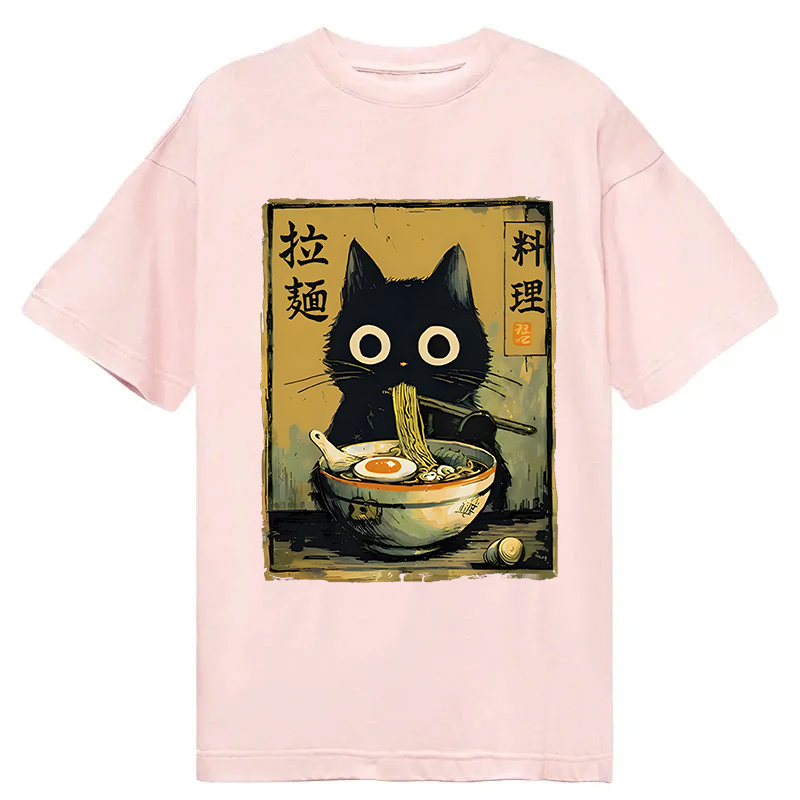 Tokyocanvas Cute Black Cat Eating Ramen Classic T-Shirt