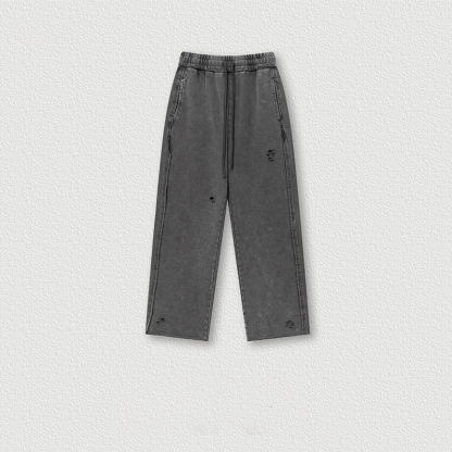 Tokyocanvas Vintage Distressed Rolled-up Ripped Sweatpants