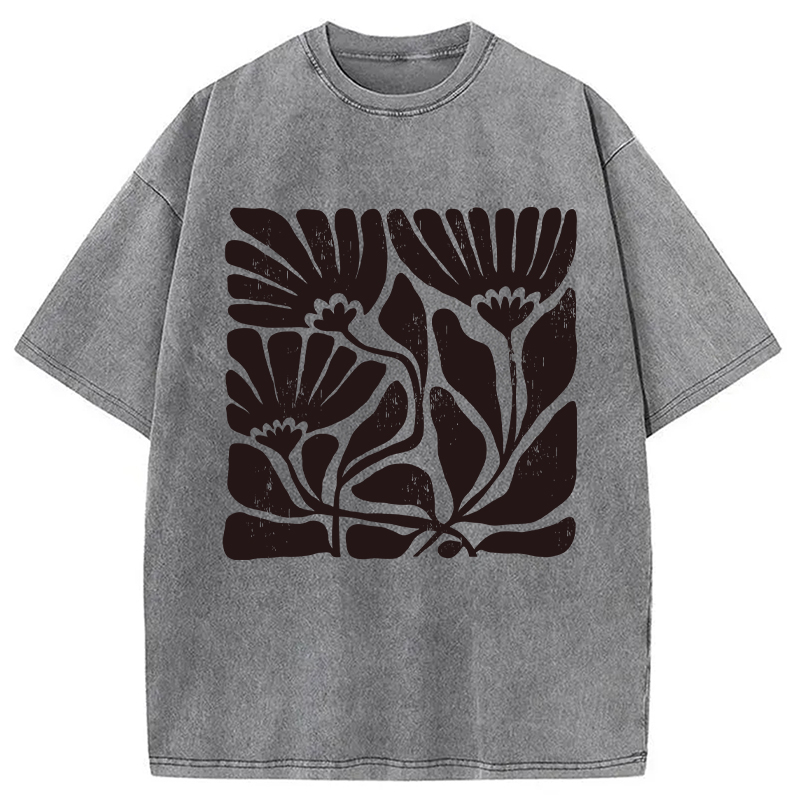 Tokyocanvas Abstract Floral Washed T-Shirt