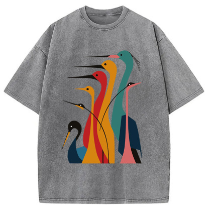 Tokyocanvas Various Types Of Cranes Washed T-Shirt