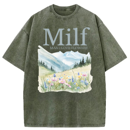 Tokyocanvas Man I Love Flowers Washed T-Shirt