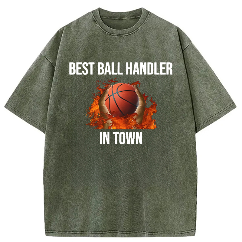 Tokyocanvas Ball Handler Basketball Funny Meme Washed T-Shirt