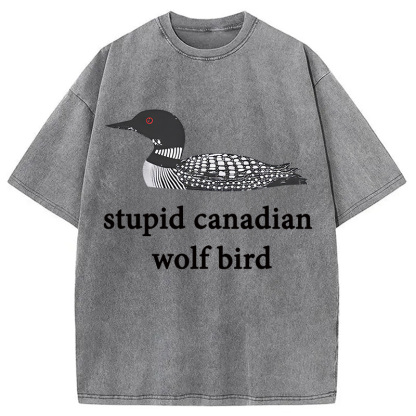 Tokyocanvas Stupid Canadian Wolf Bird Washed T-Shirt