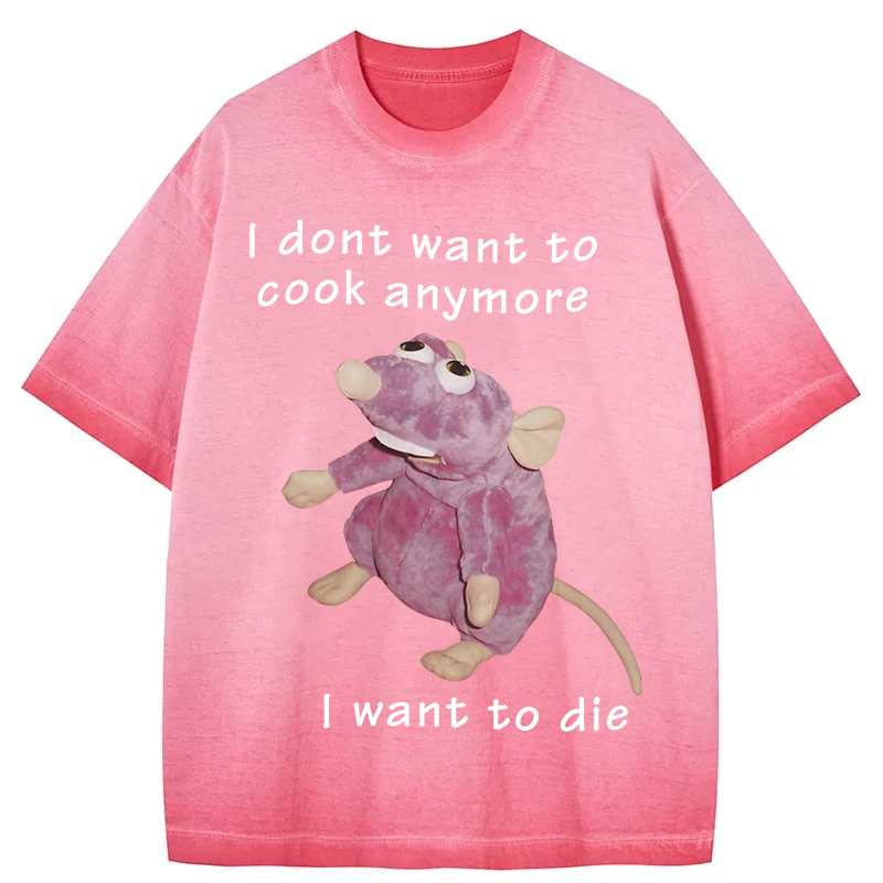 Tokyocanvas I Don't Want To Cook Anymore Gradient Washed T-Shirt
