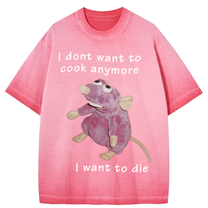 Tokyocanvas I Don't Want To Cook Anymore Gradient Washed T-Shirt