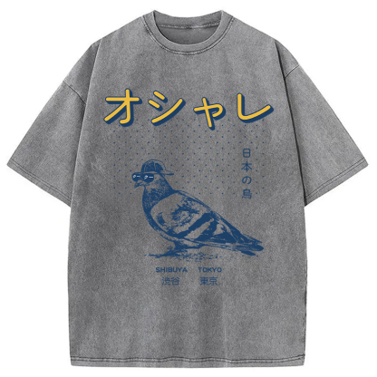 Tokyocanvas Punny Bird Harajuku Washed T-Shirt