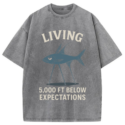 Tokyocanvas Tripod Fish Funny Meme Washed T-Shirt