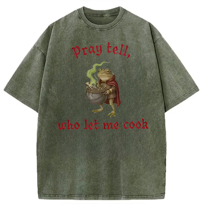 Tokyocanvas Pray Tell Funny Frog Meme Washed T-Shirt