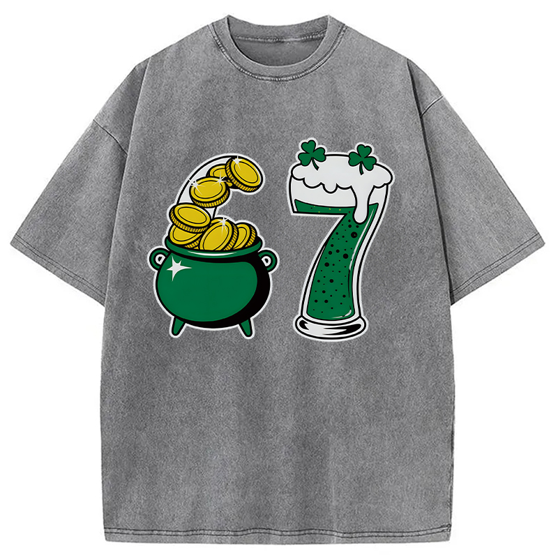 Tokyocanvas Funny 6 7 St Patricks Day Washed T-Shirt