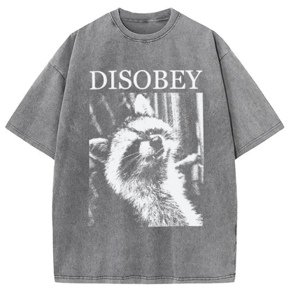 Tokyocanvas Disobey Raccoon Washed T-Shirt