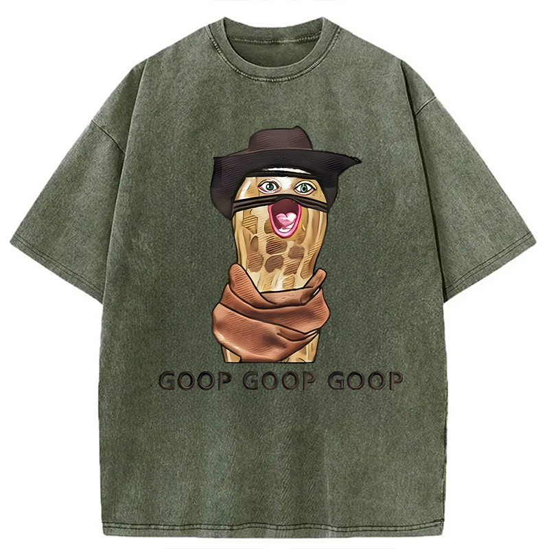 Tokyocanvas The Burnt Peanut Goop Funny Meme Washed T-Shirt