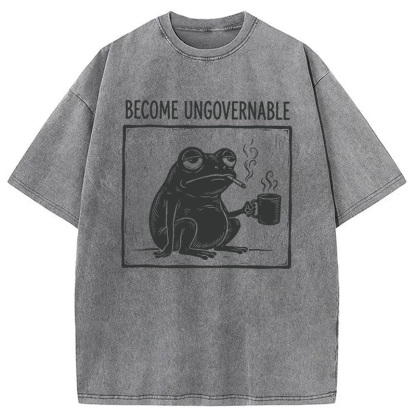 Tokyocanvas Become Ungovernable Frog Washed T-Shirt