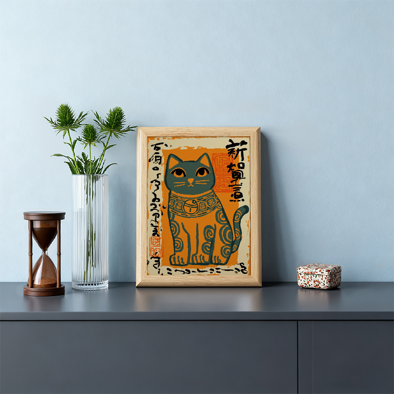 Tokyocanvas Lucky Cat Framed Art Print
