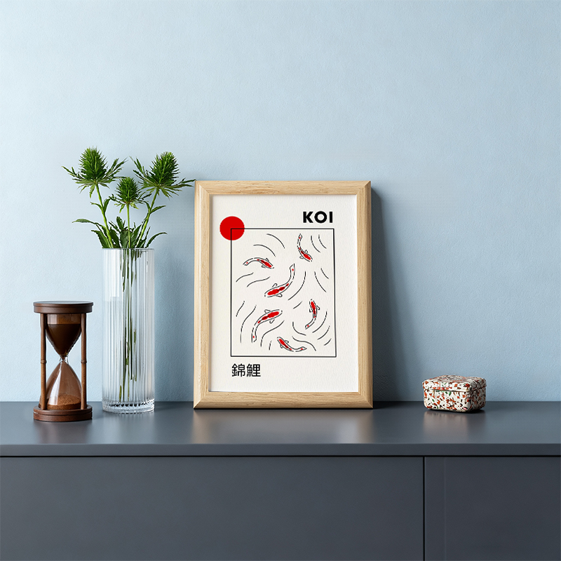 Tokyocanvas Japanese Koi Fish Framed Art Print