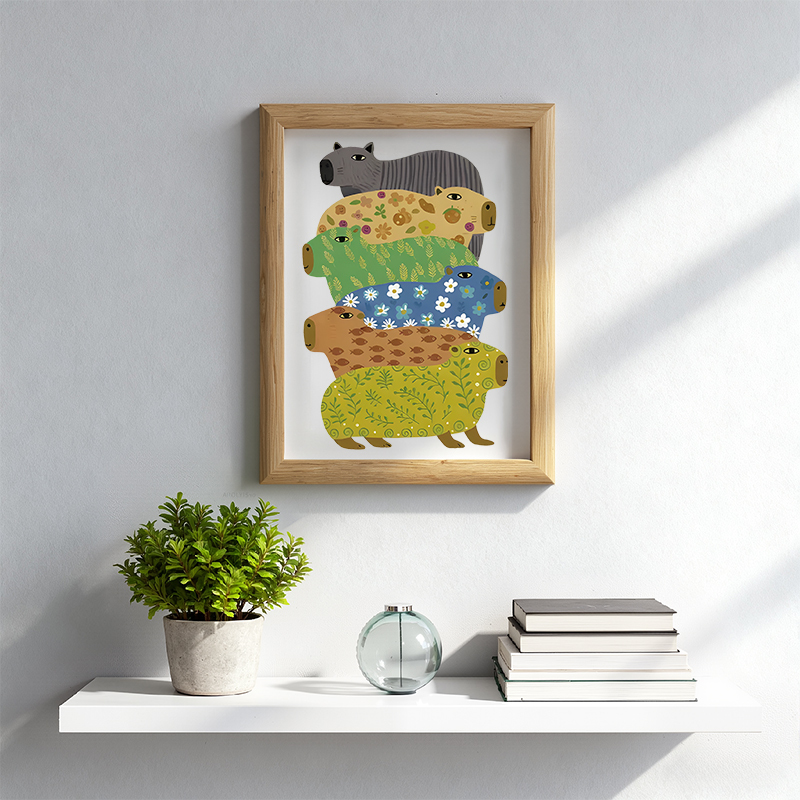 Tokyocanvas Colorful Capybaras Framed Art Print
