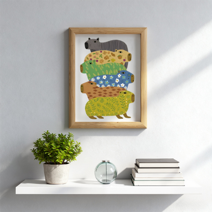 Tokyocanvas Colorful Capybaras Framed Art Print