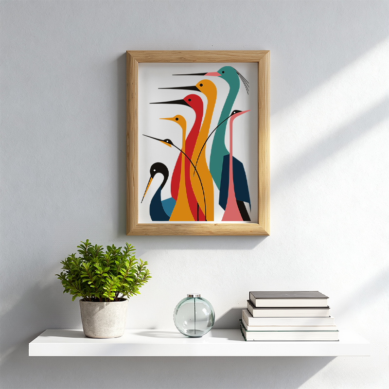 Tokyocanvas Various Types Of Cranes Framed Art Print
