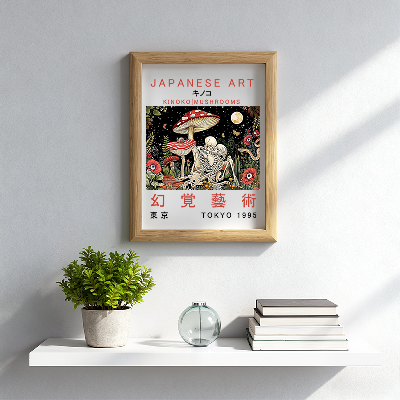 Tokyocanvas Skull Magic Mushrooms Framed Art Print