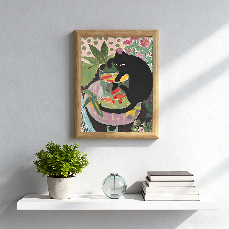Tokyocanvas Goldfish And A Cat Framed Art Print