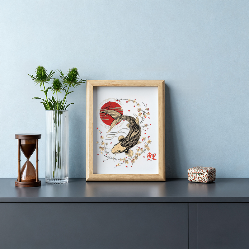 Tokyocanvas Kersenbloesem Koi Karper Framed Art Print