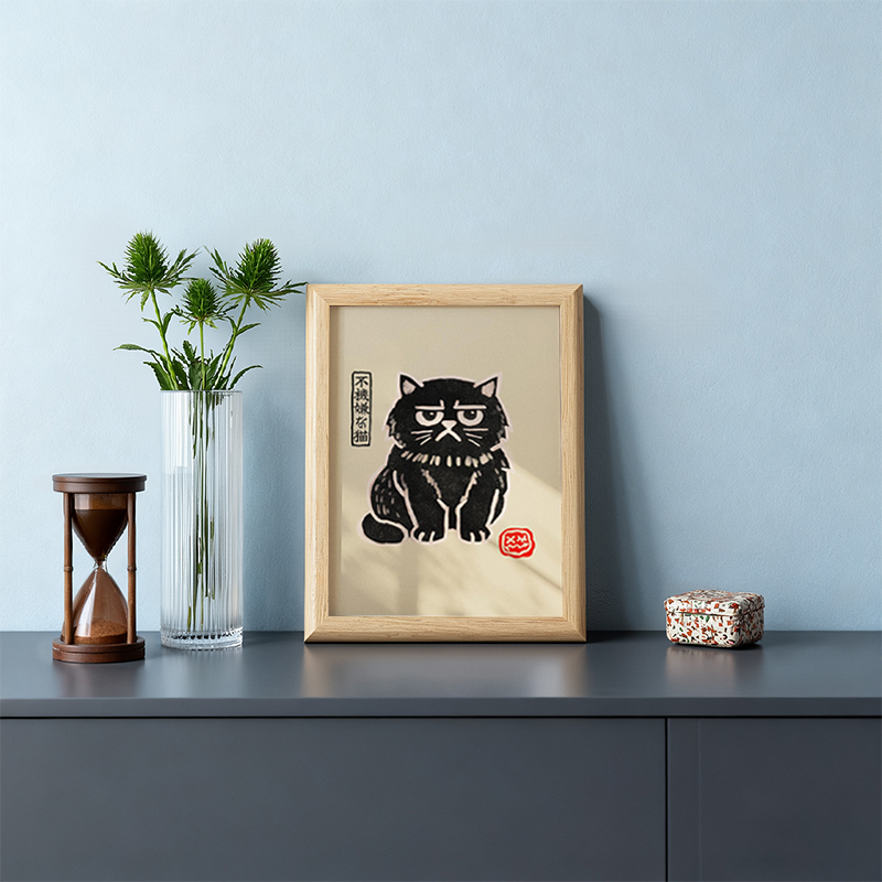 Tokyocanvas Grumpy Cat Framed Art Print