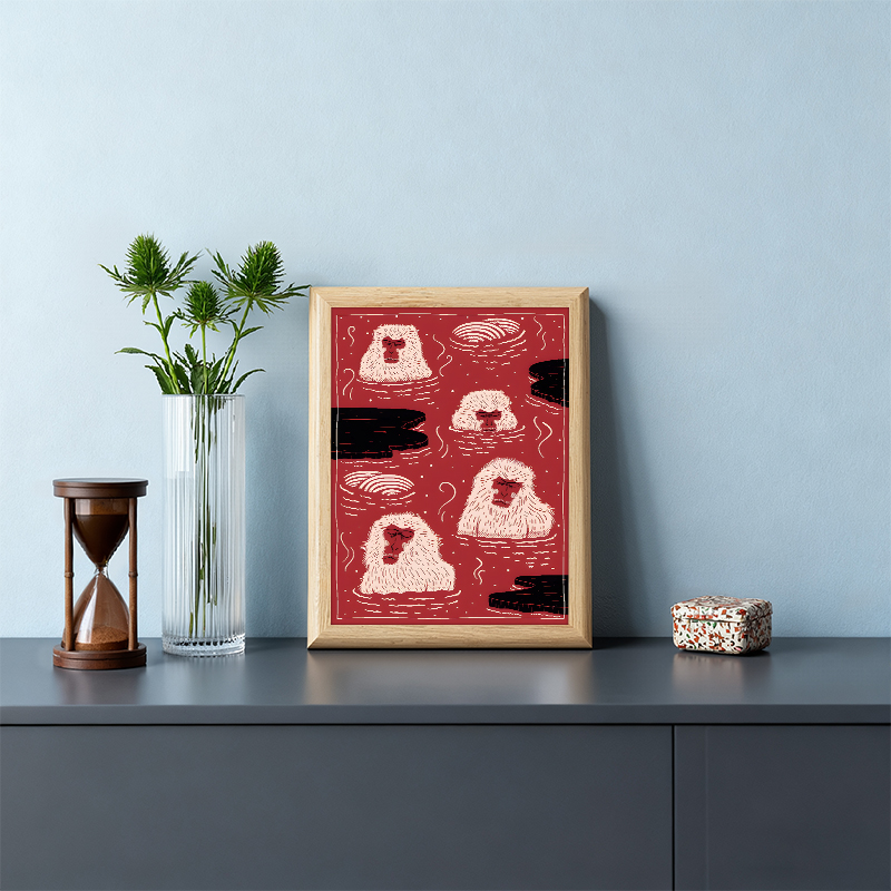 Tokyocanvas Japanese Snow Monkey Framed Art Print