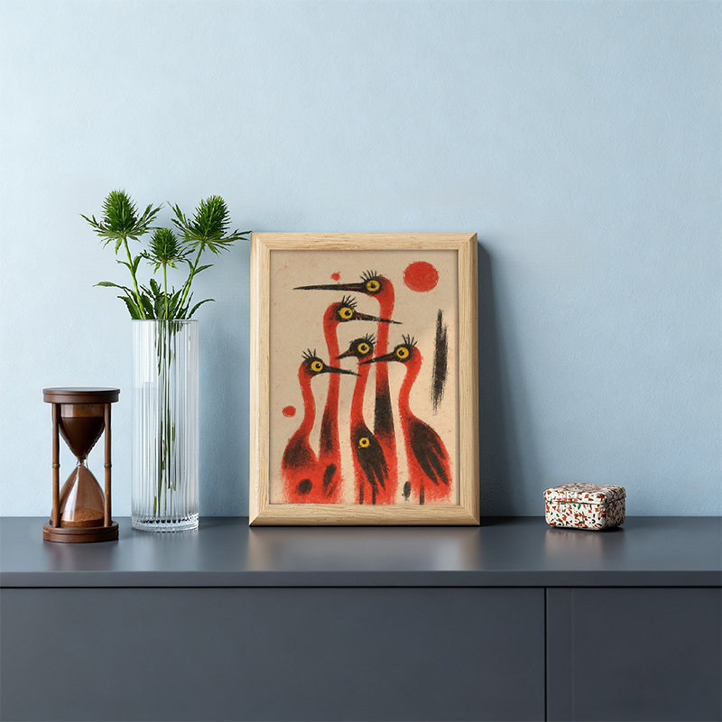 Tokyocanvas Japanese Crane Framed Art Print