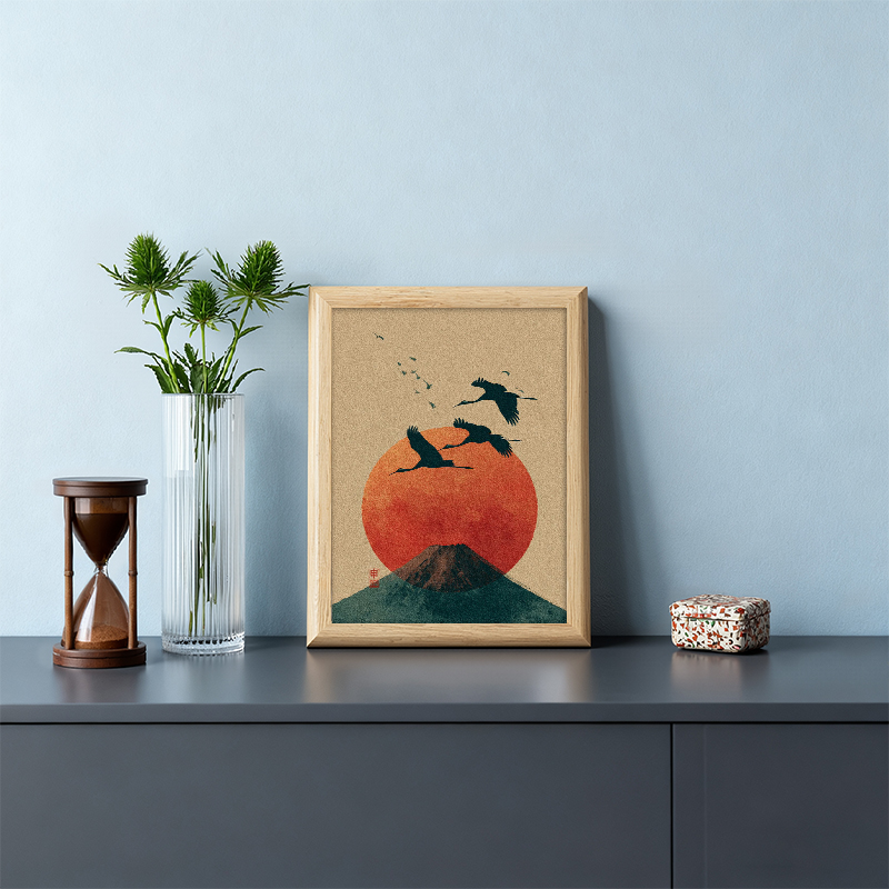 Tokyocanvas Japanese Fuji Crane Framed Art Print