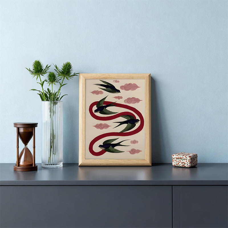 Tokyocanvas Swallows Return Framed Art Print