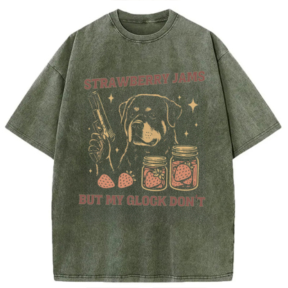 Tokyocanvas Strawberry Jams But Glock Don't Rottweiler Washed T-Shirt