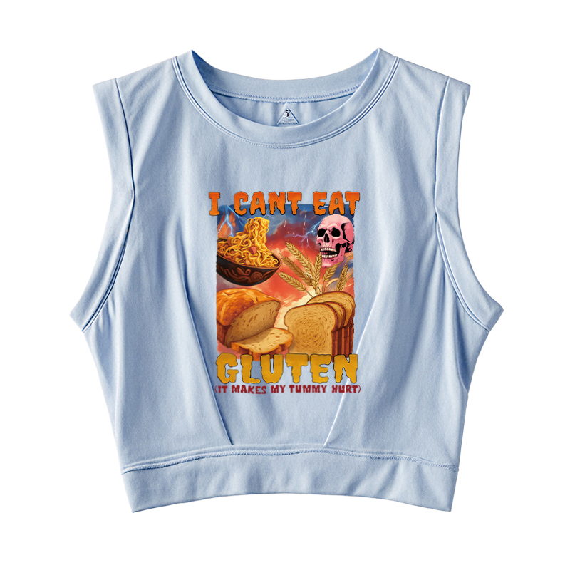 Tokyocanvas I Can't Eat Gluten Funny Meme Sleeveless Crop Top