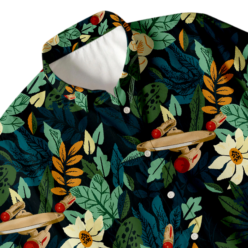 Tokyocanvas Scifi Spacecraft Hawaii Button Up Pocket Shirt
