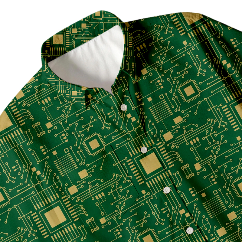 Tokyocanvas Technology Sense Circuit Board Button Up Pocket Shirt