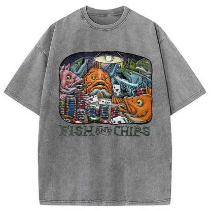 Tokyocanvas Fish And Chips Washed T-Shirt