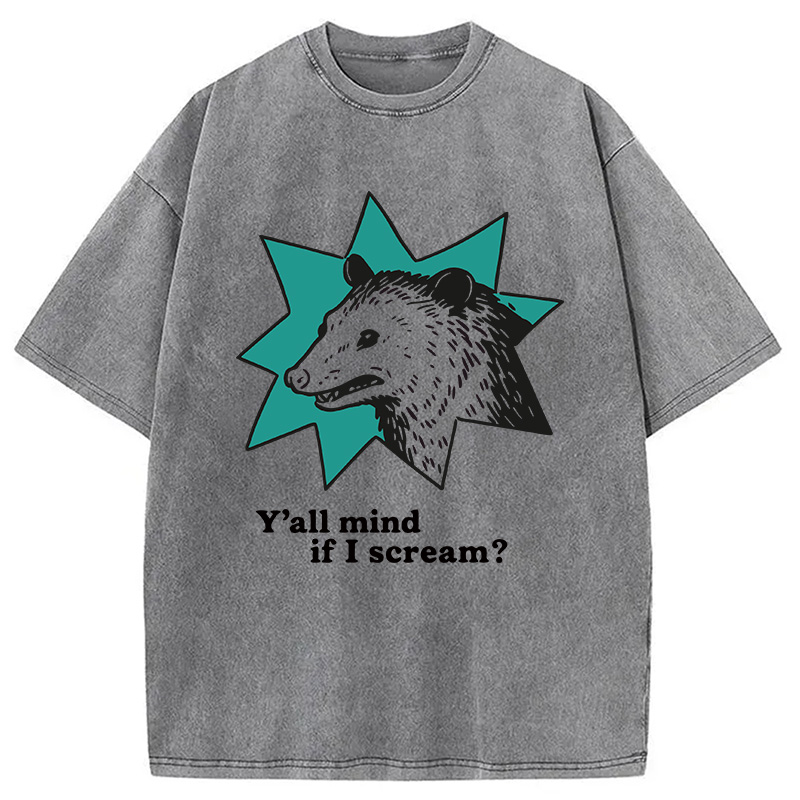 Tokyocanvas Y'all Mind If I Scream Possum Washed T-Shirt
