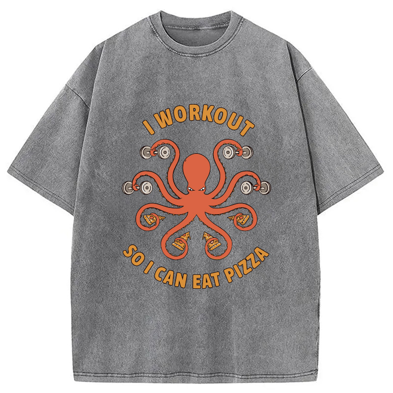 Tokyocanvas Octopus Exercising Washed T-Shirt