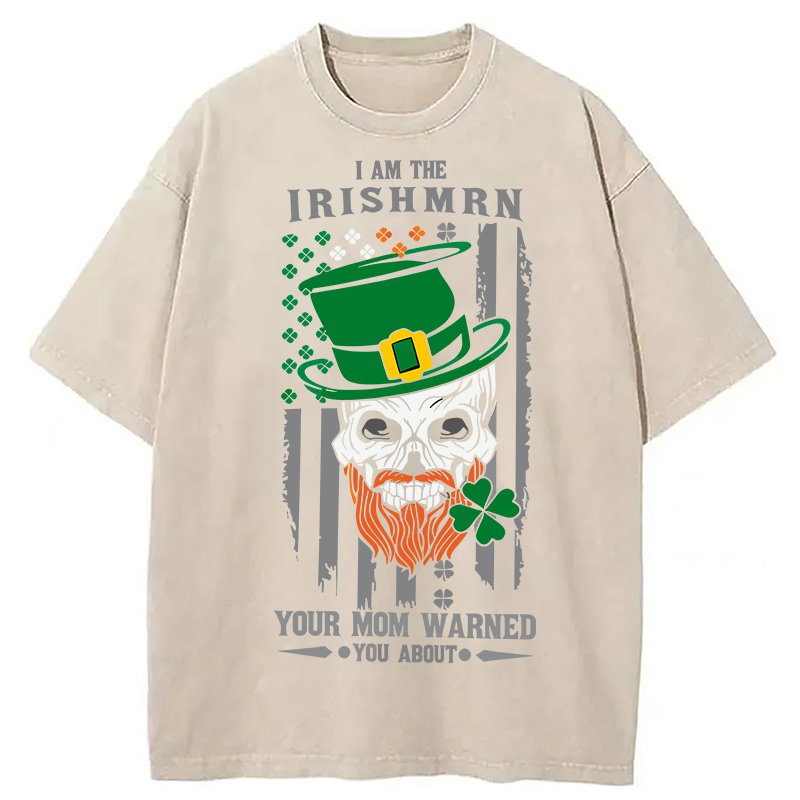 Tokyocanvas Clover Skull St. Patrick's Day Washed T-Shirt