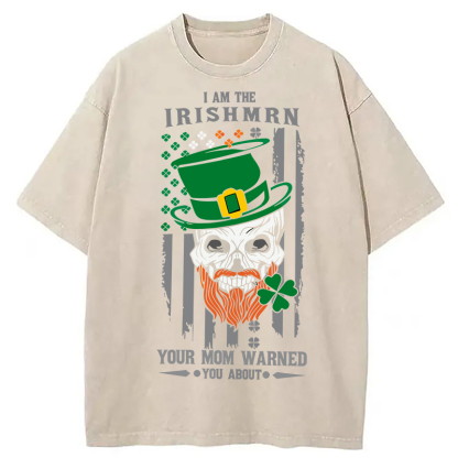 Tokyocanvas Clover Skull St. Patrick's Day Washed T-Shirt